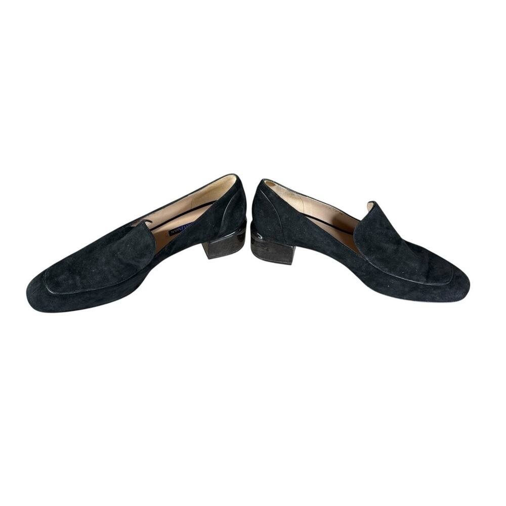 Stuart Weitzman Carmella Black Suede Block Heel Shoes Size 7 - Picture 4 of 9
